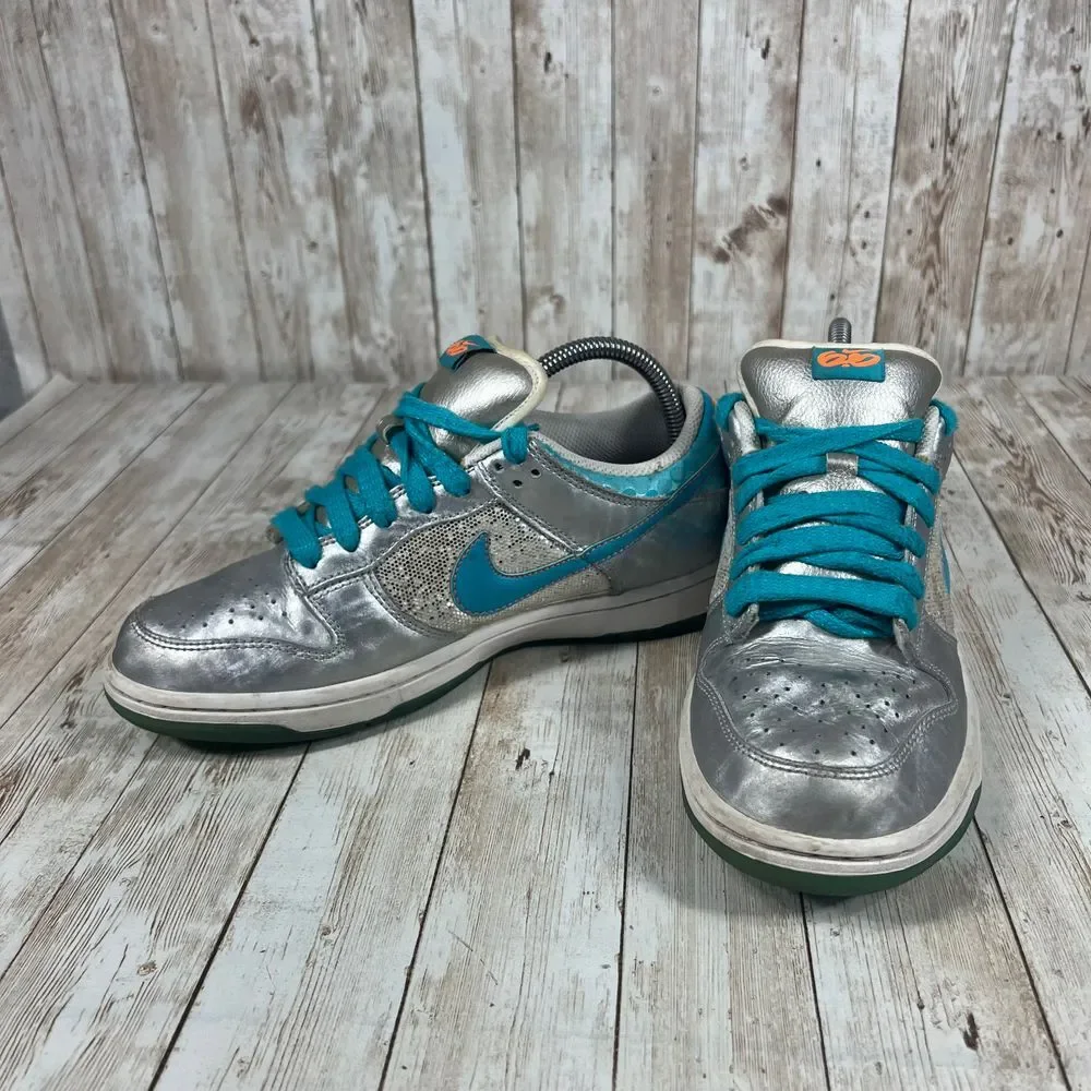 VNTG Y2K Nike Dunk Low‎ Sz 8 Womens Metallic Glitter Turquois orange 454760-048 - Picture 5 of 8